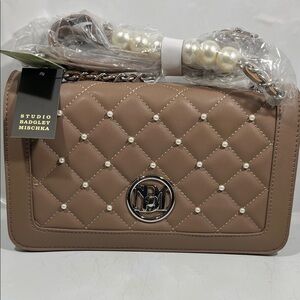 Badgley Mischka Quilted Brown Shoulder Bag